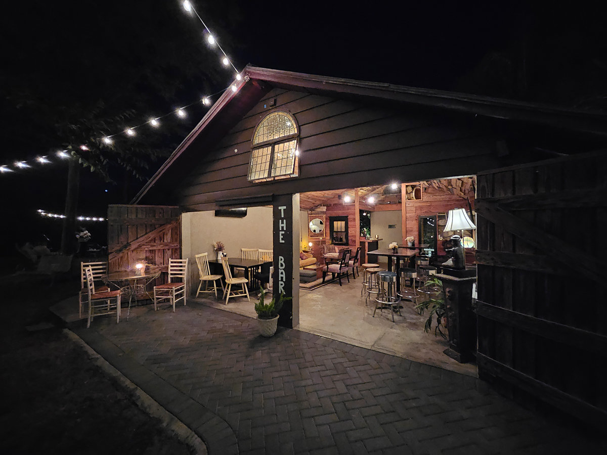 the bar rustic house with hanging lights